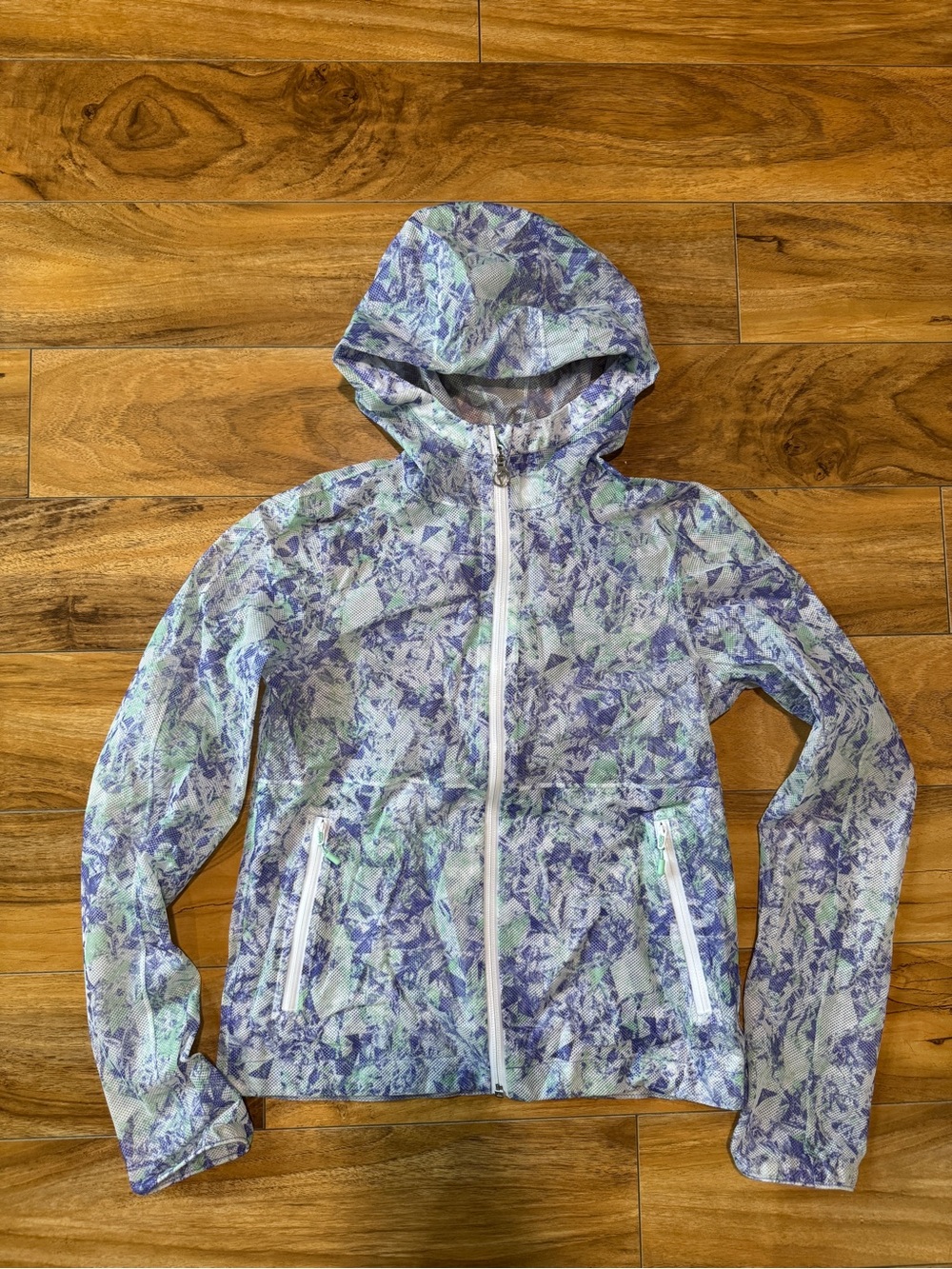 Ivivva Hit The Field Hooded Jacket Purple Green Print Girls Size 12